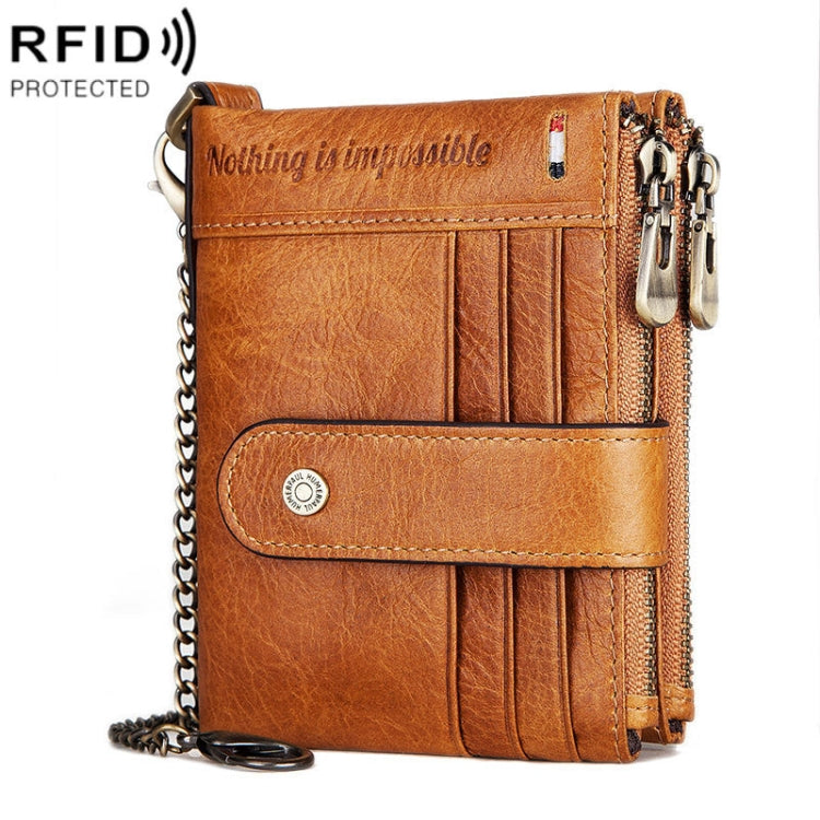 HUMERPAUL BP896 RFID Anti-Theft Brush Dual Zipper Leather Wallet Multi-Card Men Purse(Brown) - Antimagnetic RFID Package by HUMERPAUL | Online Shopping South Africa | PMC Jewellery | Buy Now Pay Later Mobicred