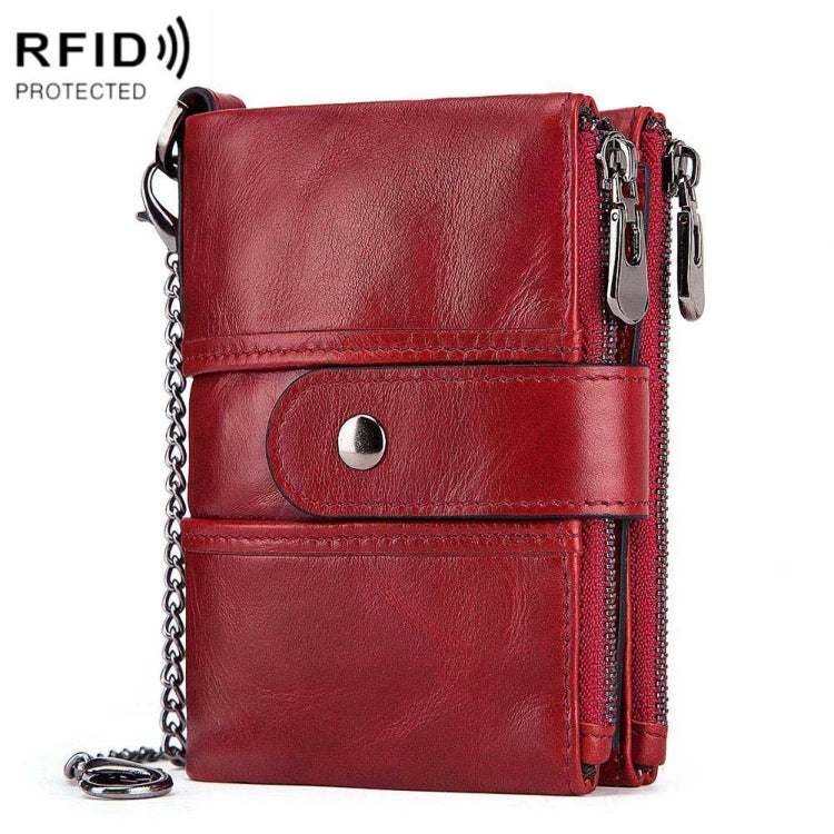 BP804 RFID Anti-Theft Wallet Multi-Function Buckle Zipper Retro Leisure Coin Purse(Red) - Antimagnetic RFID Package by PMC TechLife | Online Shopping South Africa | PMC TechLife | Buy Now Pay Later Mobicred