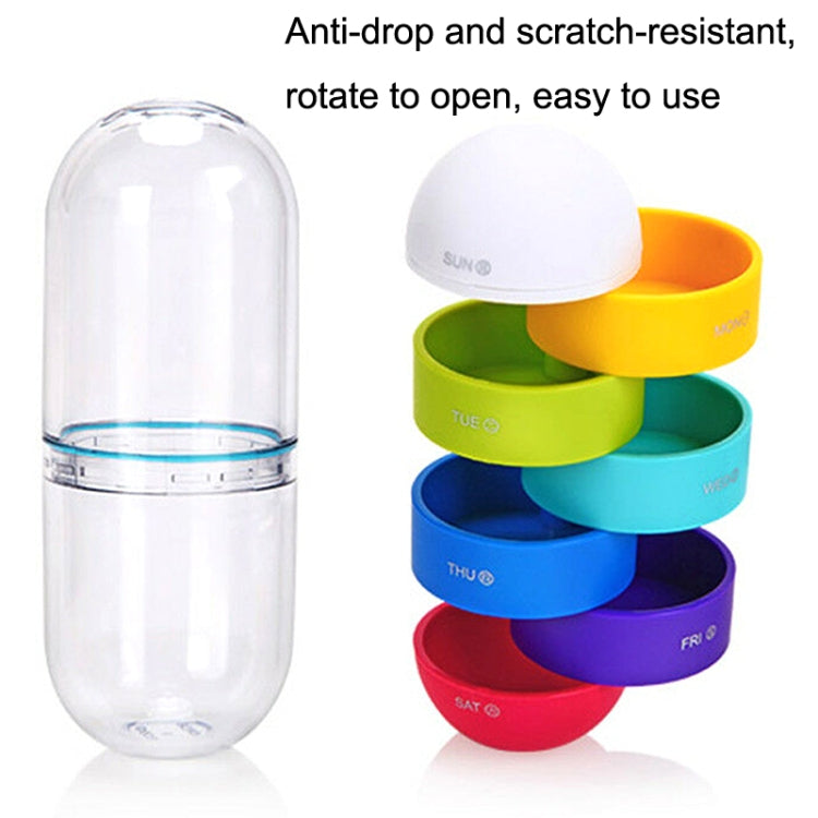 Portable Cylindrical Rotary 7 Compartments Independent Plastic Travel Pill Box(As Show) - free shipping - PMC TechLife - Order now!