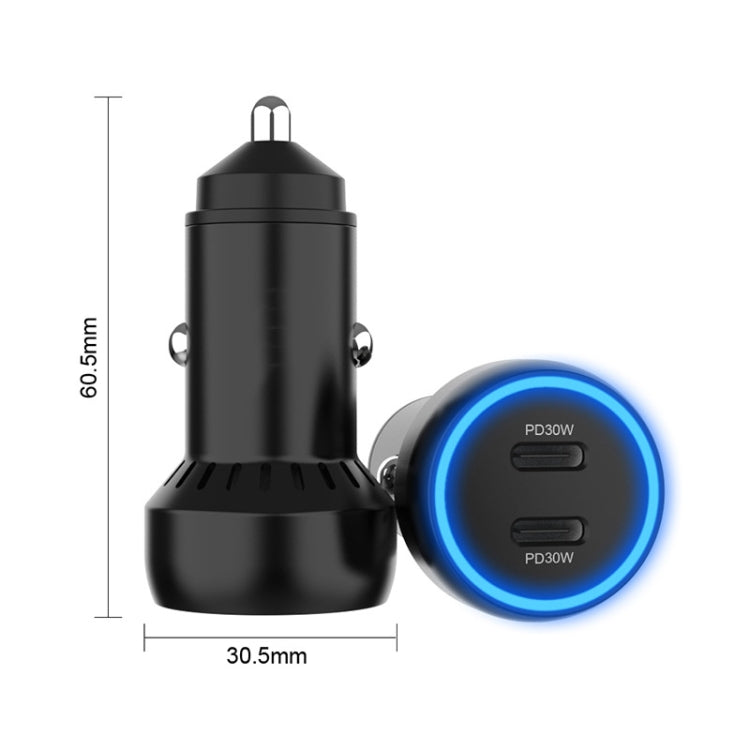 IBD352 Aluminum Alloy Dual Interface Car Charger, Spec: QC3.0 30W+PD 3.0 30W - Car Charger by PMC TechLife | Online Shopping South Africa | PMC TechLife