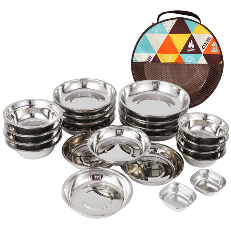 22 PCS / Set CLS Portable Stainless Steel Dinner Plate Outdoor Camping Cutlery - free shipping - PMC TechLife - Order now!