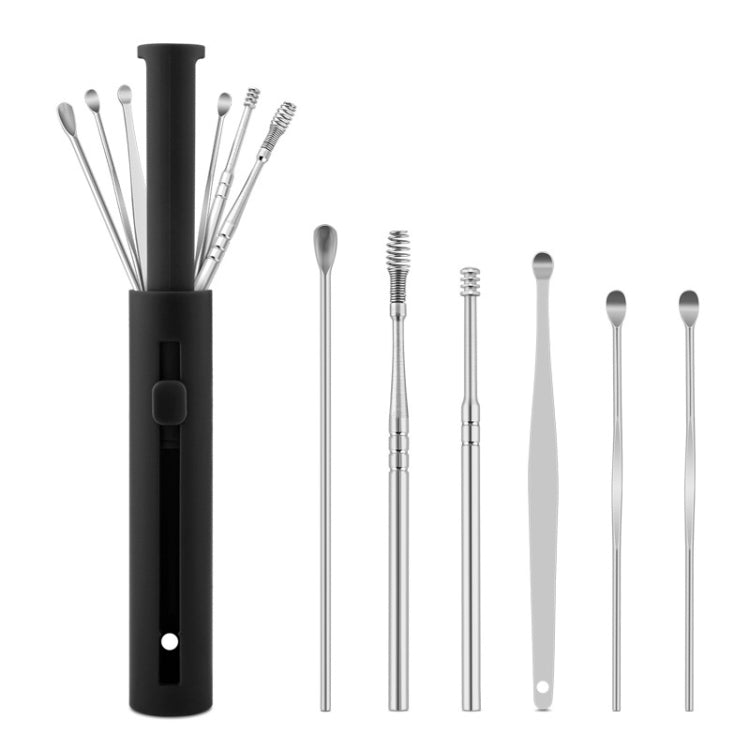 2 Packs Push-Pull Cylinder Storage Ear Scoop Set, Specification: 6 PCS/Set Black - Ear Care Tools by PMC TechLife | Online Shopping South Africa | PMC TechLife