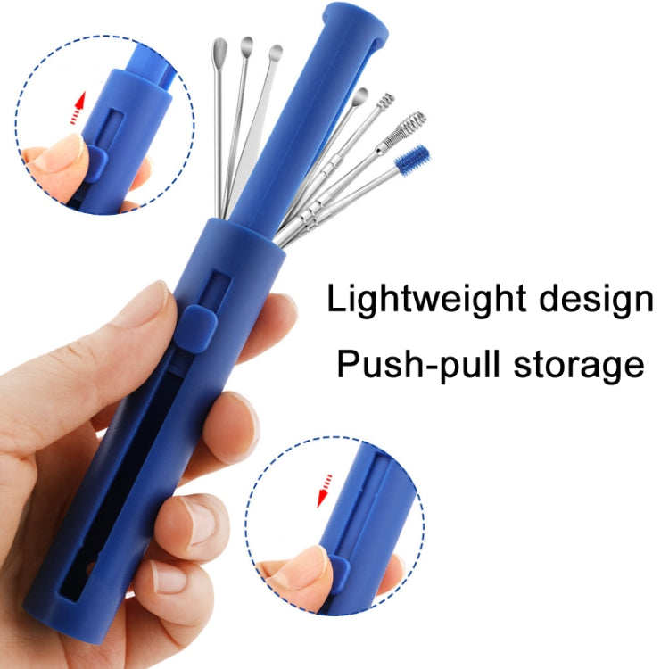 2 Packs Push-Pull Cylinder Storage Ear Scoop Set, Specification: 6 PCS/Set Blue - Ear Care Tools by PMC TechLife | Online Shopping South Africa | PMC TechLife | Buy Now Pay Later Mobicred