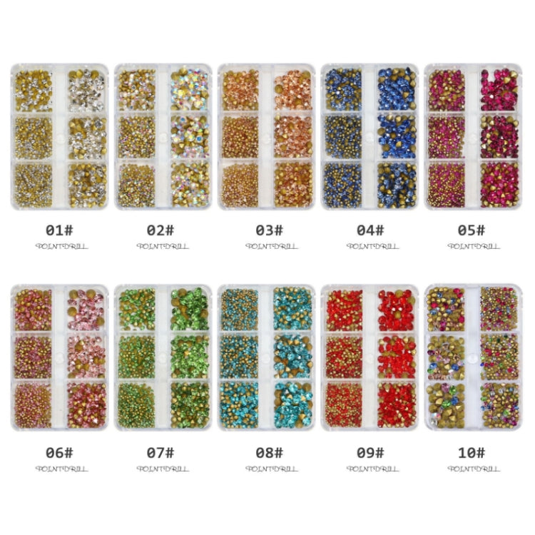2 Sets Nail Art 6 Grid Pointed Bottom Diamond Nail Jewelry, Specification: 03 Champagne - Nail Stickers by PMC TechLife | Online Shopping South Africa | PMC TechLife | Buy Now Pay Later Mobicred