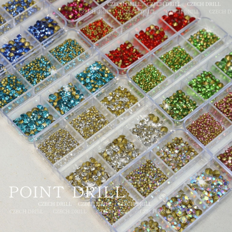2 Sets Nail Art 6 Grid Pointed Bottom Diamond Nail Jewelry, Specification: 03 Champagne - Nail Stickers by PMC TechLife | Online Shopping South Africa | PMC TechLife | Buy Now Pay Later Mobicred