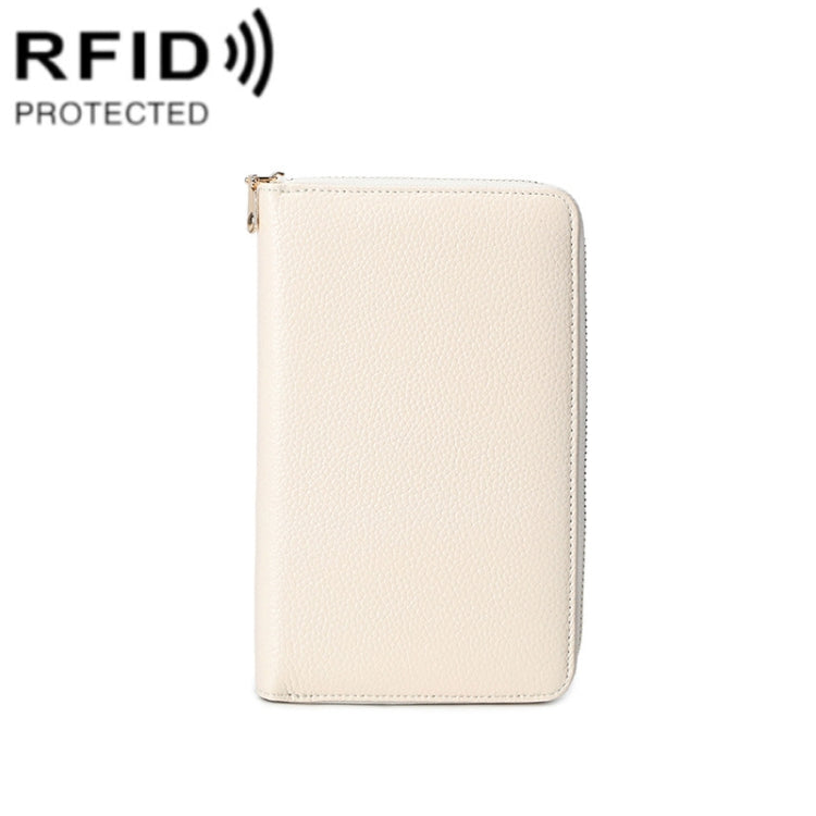 1659 RFID Anti-magnetic Anti-theft Passport Bag Document Bag Wallet(Ivory White) - free shipping - PMC TechLife - Order now!