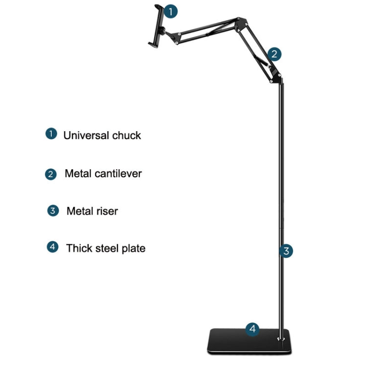 155cm Live Broadcast Bedside Cantilever Floor Bracket Phone Tablet Clip (White) - Lazy Bracket by PMC TechLife | Online Shopping South Africa | PMC TechLife