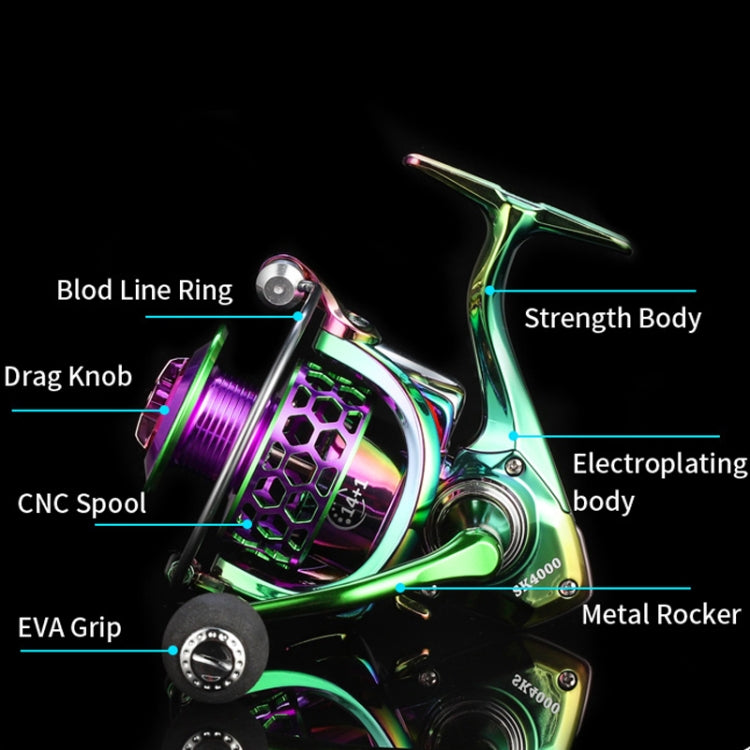 Colorful Metal Fish Line Wheel Long Throw Sea Rod Spinning Wheel, Specification: SK3000 - Fishing Reels by PMC TechLife | Online Shopping South Africa | PMC TechLife