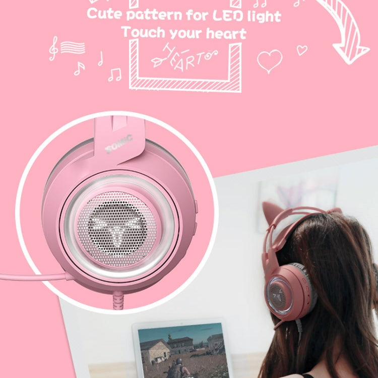 SOMIC G951PINK Head-mounted 7.1 Channel Anchor E-Sports Game Headset Wheat(Pink) - Multimedia Headset by PMC TechLife | Online Shopping South Africa | PMC TechLife