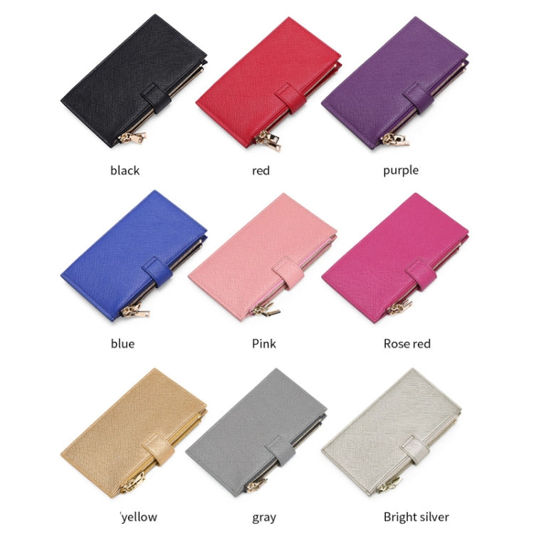 GLQ167  RFID Two-way Folding PU Cross Pattern With Zipper Pocket Wallet(Light Blue) - Antimagnetic RFID Package by PMC TechLife | Online Shopping South Africa | PMC TechLife | Buy Now Pay Later Mobicred