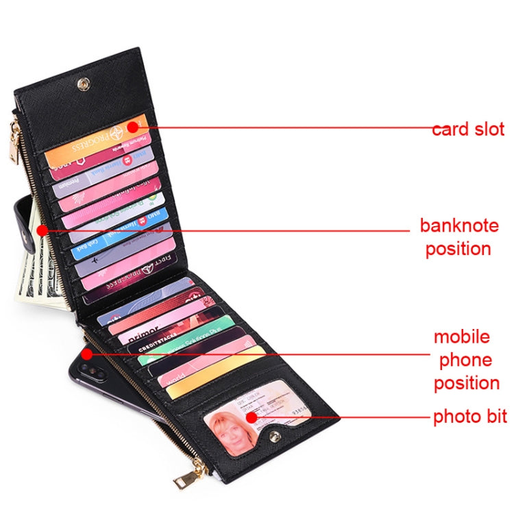 GLQ167  RFID Two-way Folding PU Cross Pattern With Zipper Pocket Wallet(Light Blue) - Antimagnetic RFID Package by PMC TechLife | Online Shopping South Africa | PMC TechLife | Buy Now Pay Later Mobicred