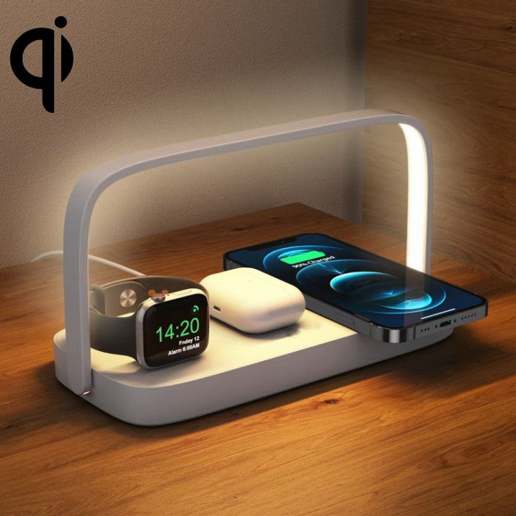 UD10 Mobile Phone Wireless Charger With Small Night Light, For iPhone&iWatch&AirPods(White) - Multifunction Charger by PMC TechLife | Online Shopping South Africa | PMC TechLife