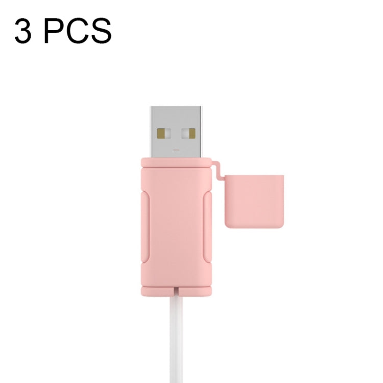 3 PCS Soft Washable Data Cable Silicone Case For Apple, Spec: USB (Pink) - Cable Organizer by PMC TechLife | Online Shopping South Africa | PMC TechLife