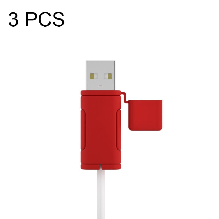 3 PCS Soft Washable Data Cable Silicone Case For Apple, Spec: USB (Red) - Cable Organizer by PMC TechLife | Online Shopping South Africa | PMC TechLife
