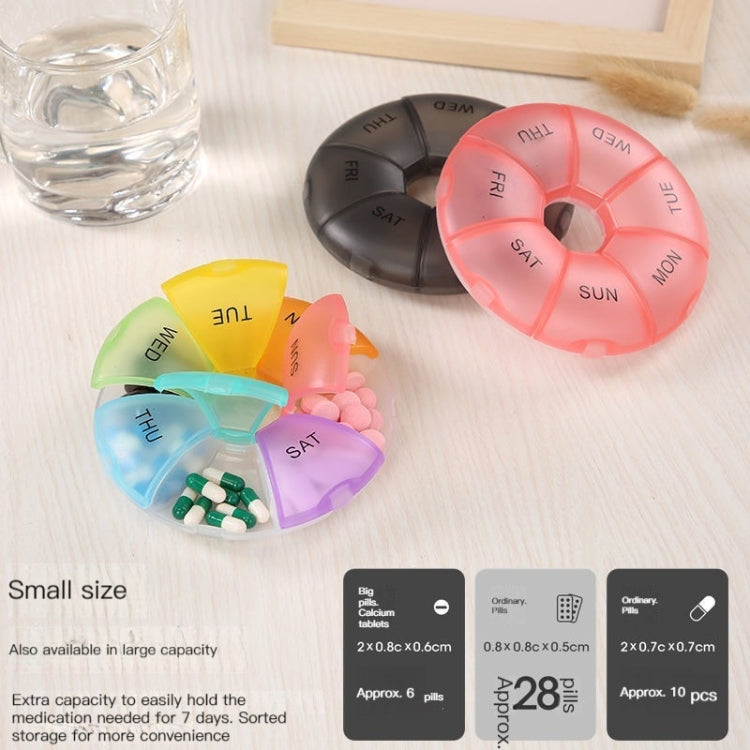 2 PCS Round 7 Days Rainbow Color Portable Pill Box Plastic Seven Grid(Light Yellow) - free shipping - PMC TechLife - Order now!