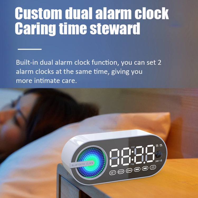 RBT-G30 Mirror Colorful Light Subwoofer Bluetooth Alarm Clock Audio, Spec: Sensor Version (White) - Desktop Speaker by PMC TechLife | Online Shopping South Africa | PMC TechLife