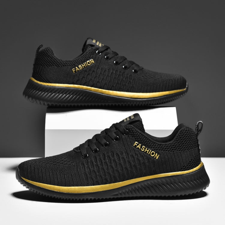 JD-9088 Autumn Fly Woven Soft Bottom Men Leisure Shoes Couple Running Shoes, Size: 37(Black Gold) - Casual Shoes by PMC Jewellery | Online Shopping South Africa | PMC Jewellery