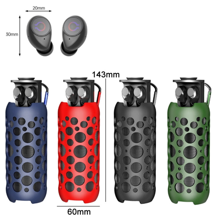 K045 2 In 1 Outdoor Mini Wireless Bluetooth Audio In-Ear Headphones(Green) - Desktop Speaker by PMC TechLife | Online Shopping South Africa | PMC TechLife