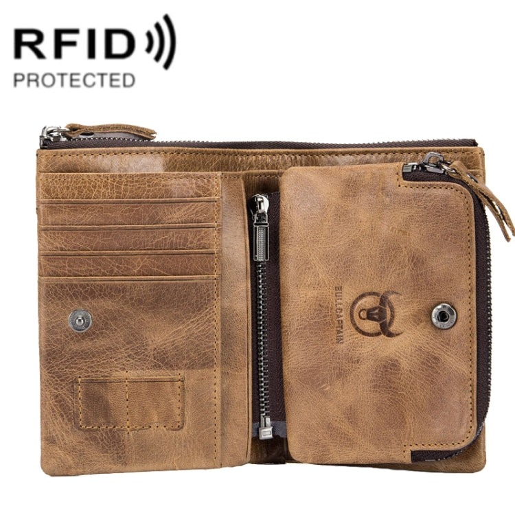 BULL CAPTAIN 013 RFID Anti-theft Detachable Retro Leather Wallet with Multiple Dard Dlots(Brown) - free shipping - PMC TechLife - Order now!