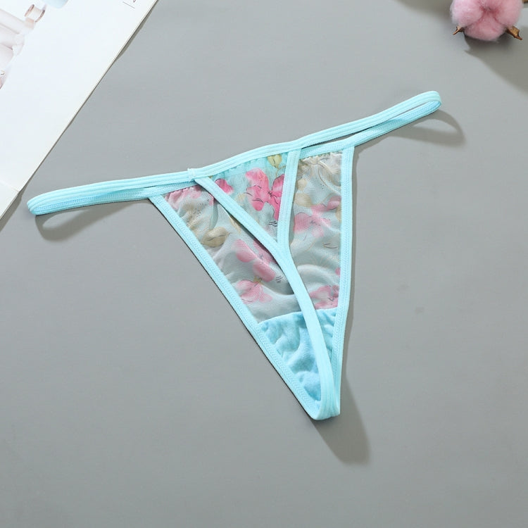 661 Mesh Thong Women Printed Sexy Low Waist Panties, Size: M(Light Blue) - Ladies Underwear by PMC Jewellery | Online Shopping South Africa | PMC Jewellery