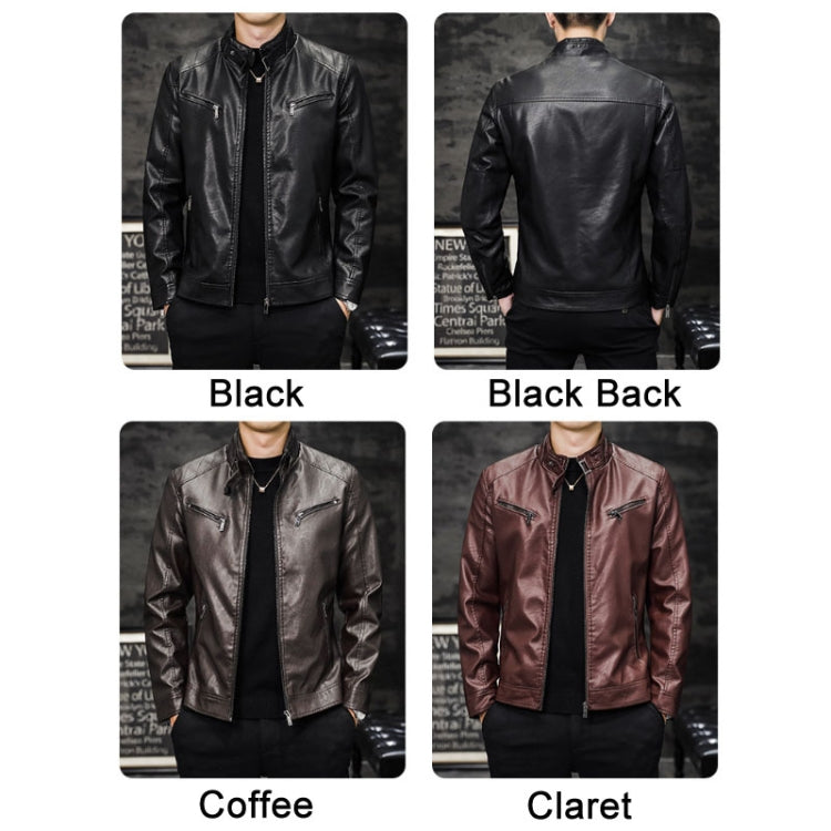 Men Washed PU Padded Slim-Fit Motorbike Leather Jacket, Size: M(Black) - Loose Coat by PMC Jewellery | Online Shopping South Africa | PMC Jewellery