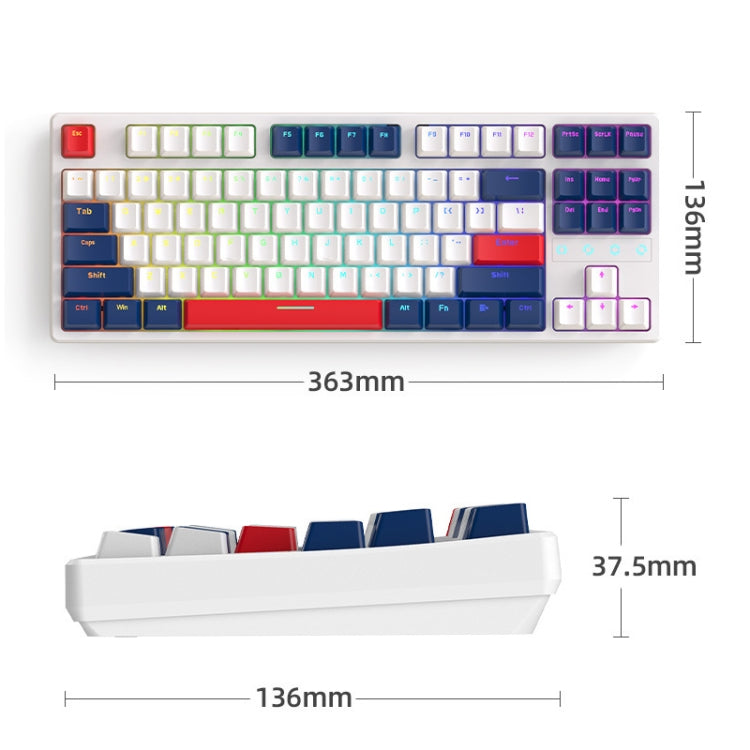 ZIYOU LANG K87 87-key RGB Bluetooth / Wireless / Wired Three Mode Game Keyboard, Cable Length: 1.5m, Style: Red Shaft (Micr-light) - Wireless Keyboard by ZIYOU LANG | Online Shopping South Africa | PMC Jewellery