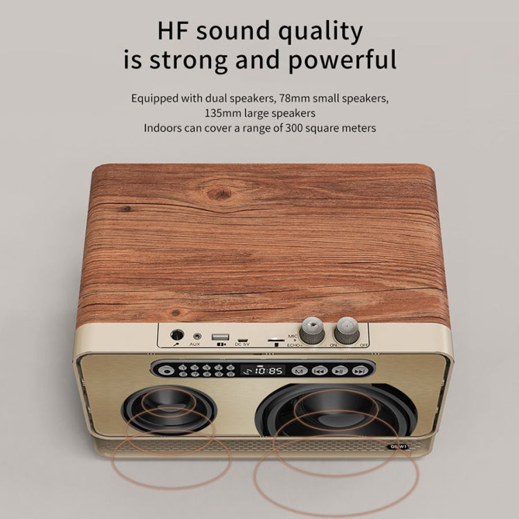 W1 Wooden HIFI Sound Effect Desktop Wireless Bluetooth Speaker(Gold) - Desktop Speaker by PMC TechLife | Online Shopping South Africa | PMC TechLife