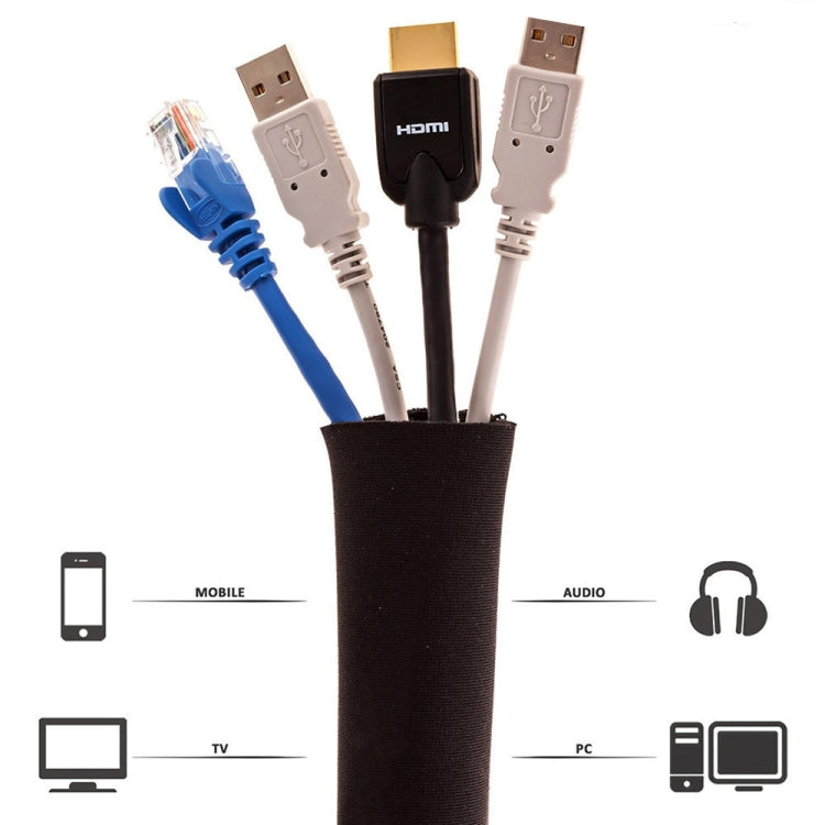 4pcs Zipper Ties Cord Management Organizer Kit Cable Sleeve With Zipper Cable Clip - Cable Organizer by PMC TechLife | Online Shopping South Africa | PMC TechLife | Buy Now Pay Later Mobicred