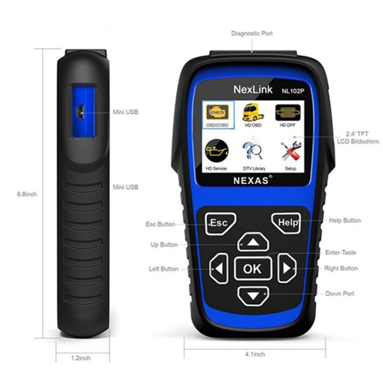 NexLink NL102P Diesel Mechanical Heavy Truck Car 2 In 1 Car Scanner OBD2 Detection - Code Readers & Scan Tools by NexLink | Online Shopping South Africa | PMC Jewellery | Buy Now Pay Later Mobicred