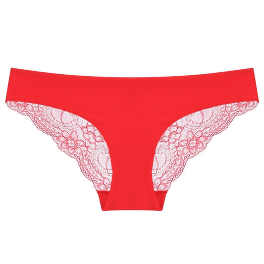 606 3pcs Sexy Lace One-piece Perspective Low-waist Ladies Underwear, Size: S(Red) - Ladies Underwear by PMC Jewellery | Online Shopping South Africa | PMC Jewellery