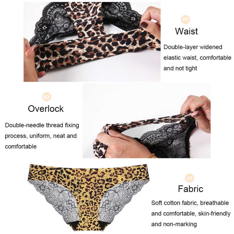 606 3pcs Sexy Lace One-piece Perspective Low-waist Ladies Underwear, Size: XL(Colorful Leopard) - Ladies Underwear by PMC Jewellery | Online Shopping South Africa | PMC Jewellery