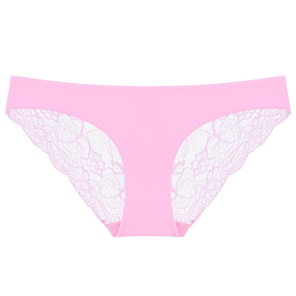 606 3pcs Sexy Lace One-piece Perspective Low-waist Ladies Underwear, Size: XXL(Pink) - Ladies Underwear by PMC Jewellery | Online Shopping South Africa | PMC Jewellery