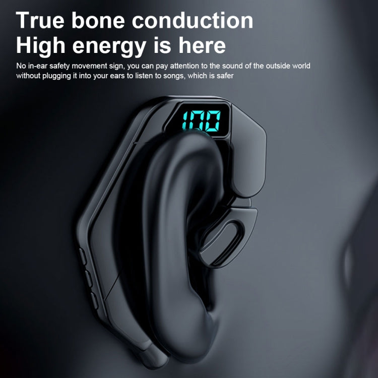 V19 Bone Conduction Digital Display Stereo Hanging Ear Sports Bluetooth Headset(Green) - Bluetooth Earphone by PMC Jewellery | Online Shopping South Africa | PMC Jewellery
