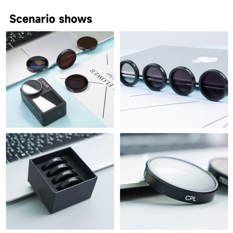 For DJI OSMO Action 3 / 4 TELESIN ND CPL Filter Set Aluminium Alloy Frame Lens(CPL+ND8/16/32 Set) - free shipping - PMC TechLife - Order now!