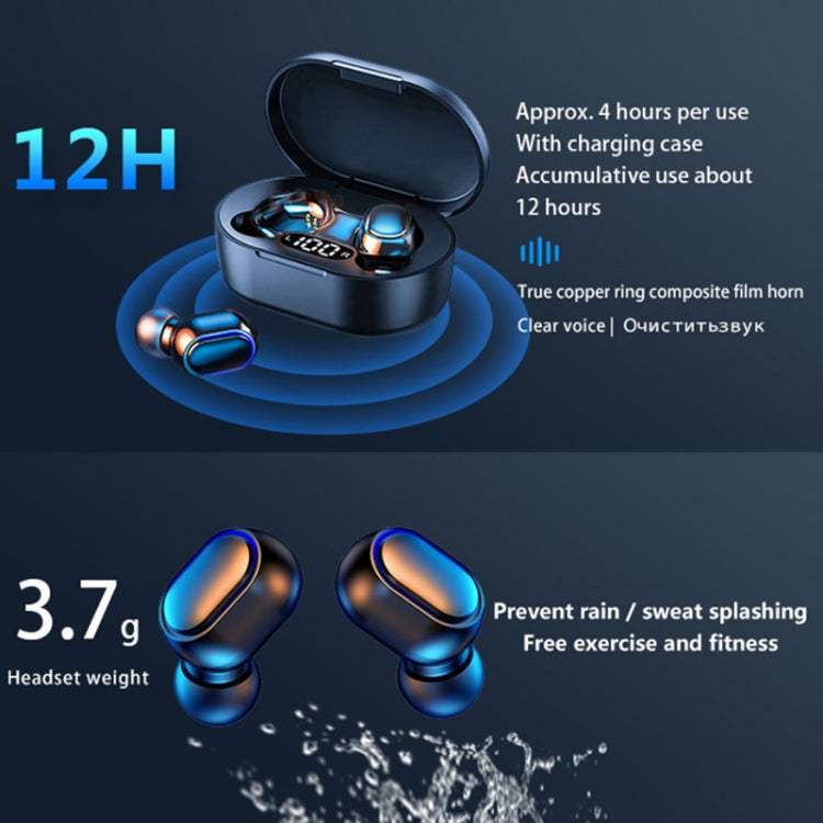 E7s Digital Sports Waterproof TWS Bluetooth 5.0 In-Ear Headphones(Black) - TWS Earphone by PMC TechLife | Online Shopping South Africa | PMC TechLife