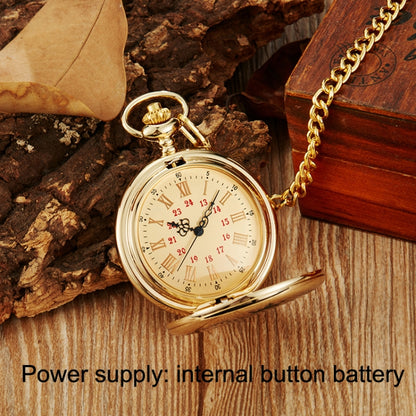 Engraved Vintage Commemorative Quartz Pocket Watch Round Watch, Style: I Love You (Gold) - Necklace Watch Watches by PMC Jewellery | Online Shopping South Africa | PMC Jewellery | Buy Now Pay Later Mobicred