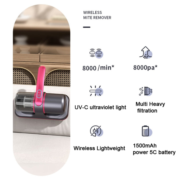 100W 8000 Pa Wireless Charging Mite Removal Instrument Vacuum Cleaner UV Sterilization Machine(Purple) - free shipping - PMC TechLife - Order now!