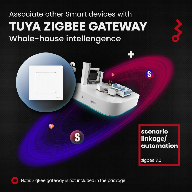 Tuya ZigBee Smart Single-fire Zero-fire Sharing Timing Voice Wall Switch EU Plug, Style: 2 Ways (Gray) - Smart Switch by PMC TechLife | Online Shopping South Africa | PMC TechLife