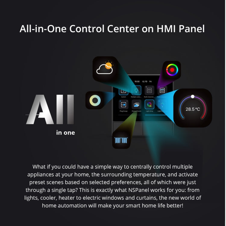Sonoff NSPanel WiFi Smart Scene Switch Thermostat Temperature All-in-One Control Touch Screen, EU Plug(Black) - free shipping - PMC TechLife - Order now!