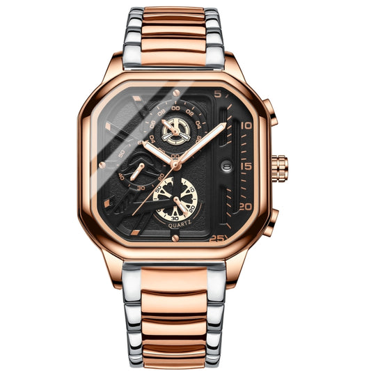 BINBOND B6577 30M Waterproof Luminous Square Quartz Watch, Color: Rose Gold-Black-Rose Gold - Metal Strap Watches by BINBOND | Online Shopping South Africa | PMC Jewellery | Buy Now Pay Later Mobicred