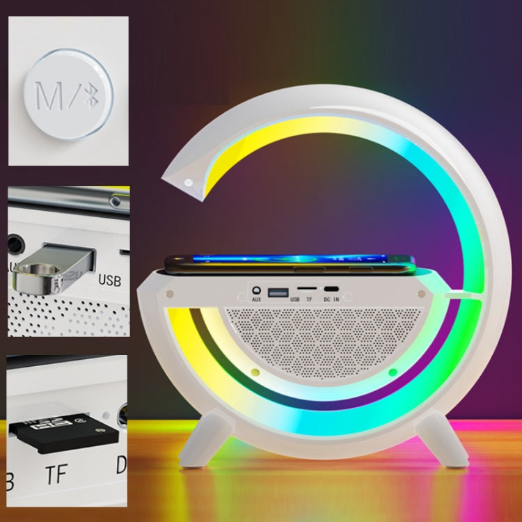 DH001 Smart Wireless Charging Ambient Light Bluetooth Speaker(White) - Desktop Speaker by PMC TechLife | Online Shopping South Africa | PMC TechLife