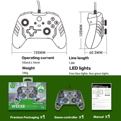 For Microsoft XBOX One / PC XO300 RGB Luminous Wired Gamepad(Transparent) - Gamepad by PMC Jewellery | Online Shopping South Africa | PMC Jewellery