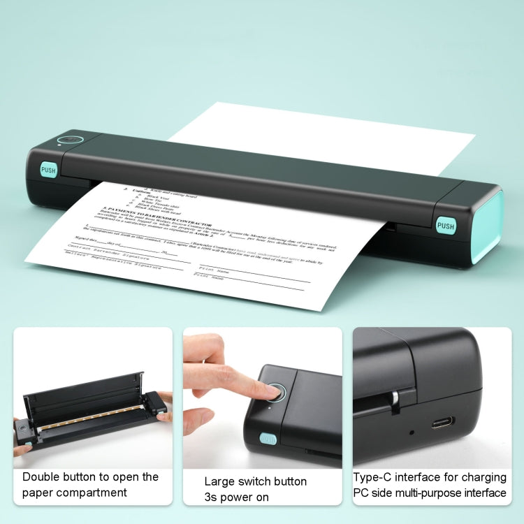 M08F Bluetooth Wireless Handheld Portable Thermal Printer(Green Tattoo Version) - Receipt Printers by PMC TechLife | Online Shopping South Africa | PMC TechLife | Buy Now Pay Later Mobicred