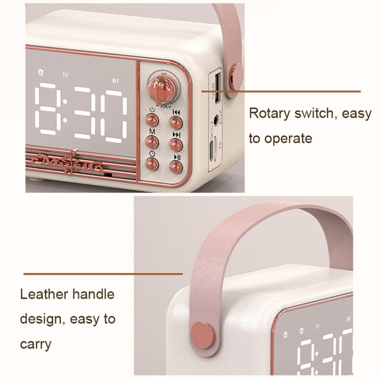 S11 Handheld Retro Alarm Clock Bluetooth Speaker Desktop Portable Clock(Pink) - Desktop Speaker by PMC TechLife | Online Shopping South Africa | PMC TechLife | Buy Now Pay Later Mobicred