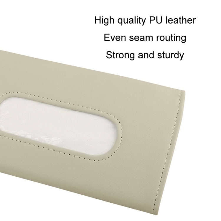 Car Sun Visor Tissue Holder Leather Hanging Storage Box(Beige) - Tissue Boxes by PMC Jewellery | Online Shopping South Africa | PMC Jewellery