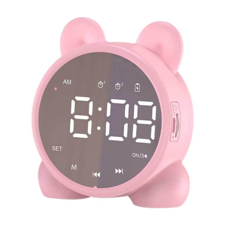 P1 Mini Card Mirror Clock Wireless Bluetooth Speaker with FM Radio(Pink) - Mini Speaker by PMC TechLife | Online Shopping South Africa | PMC TechLife
