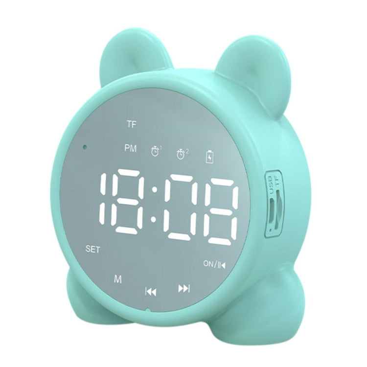 P1 Mini Card Mirror Clock Wireless Bluetooth Speaker with FM Radio(Light Green) - Mini Speaker by PMC TechLife | Online Shopping South Africa | PMC TechLife