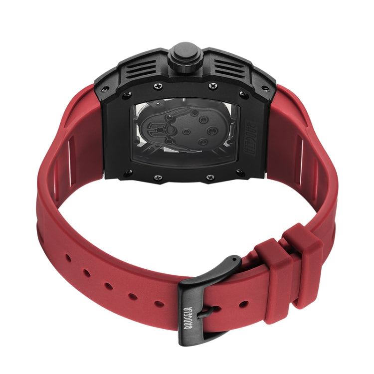 BAOGELA 224143 Barrel-shaped Hollow Surface Silicone Luminous Sports Men Watch(Black Shell Black Belt) - Silicone Strap Watches by BAOGELA | Online Shopping South Africa | PMC Jewellery