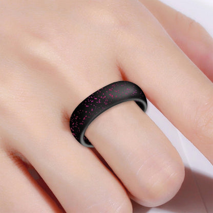 SH100 5.7mm Wide Silicone Ring Glitter Couple Ring No.9(Black Flash Red) - Rings by PMC Jewellery | Online Shopping South Africa | PMC Jewellery