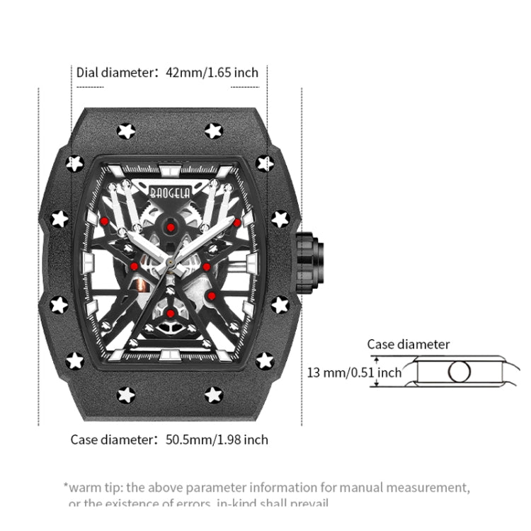 BAOGELA 224147 Wine Barrel Shaped Hollow Night Light Waterproof Sports Silicone Men Watch(Steel Shell Black Belt) - Silicone Strap Watches by BAOGELA | Online Shopping South Africa | PMC Jewellery | Buy Now Pay Later Mobicred